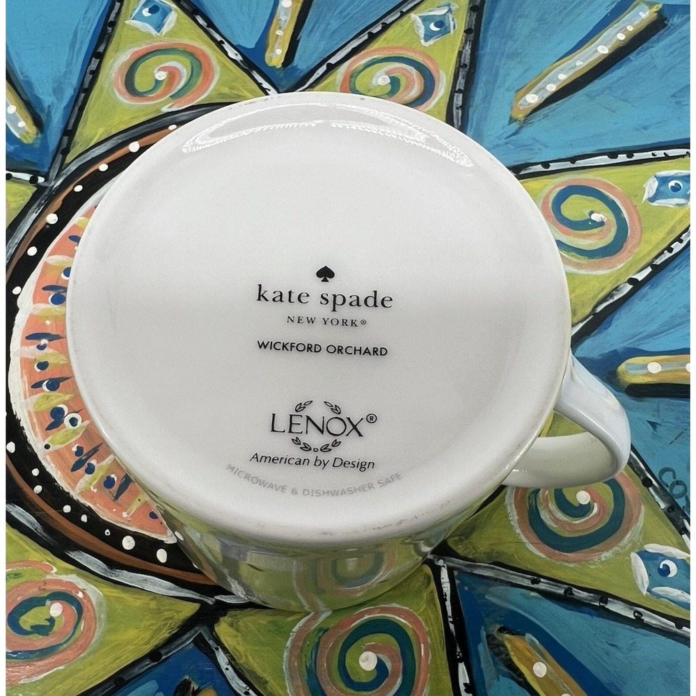 Kate Spade Lenox Coffee Cup Mug Wickford Orchard Green Apples - Picture 7 of 7